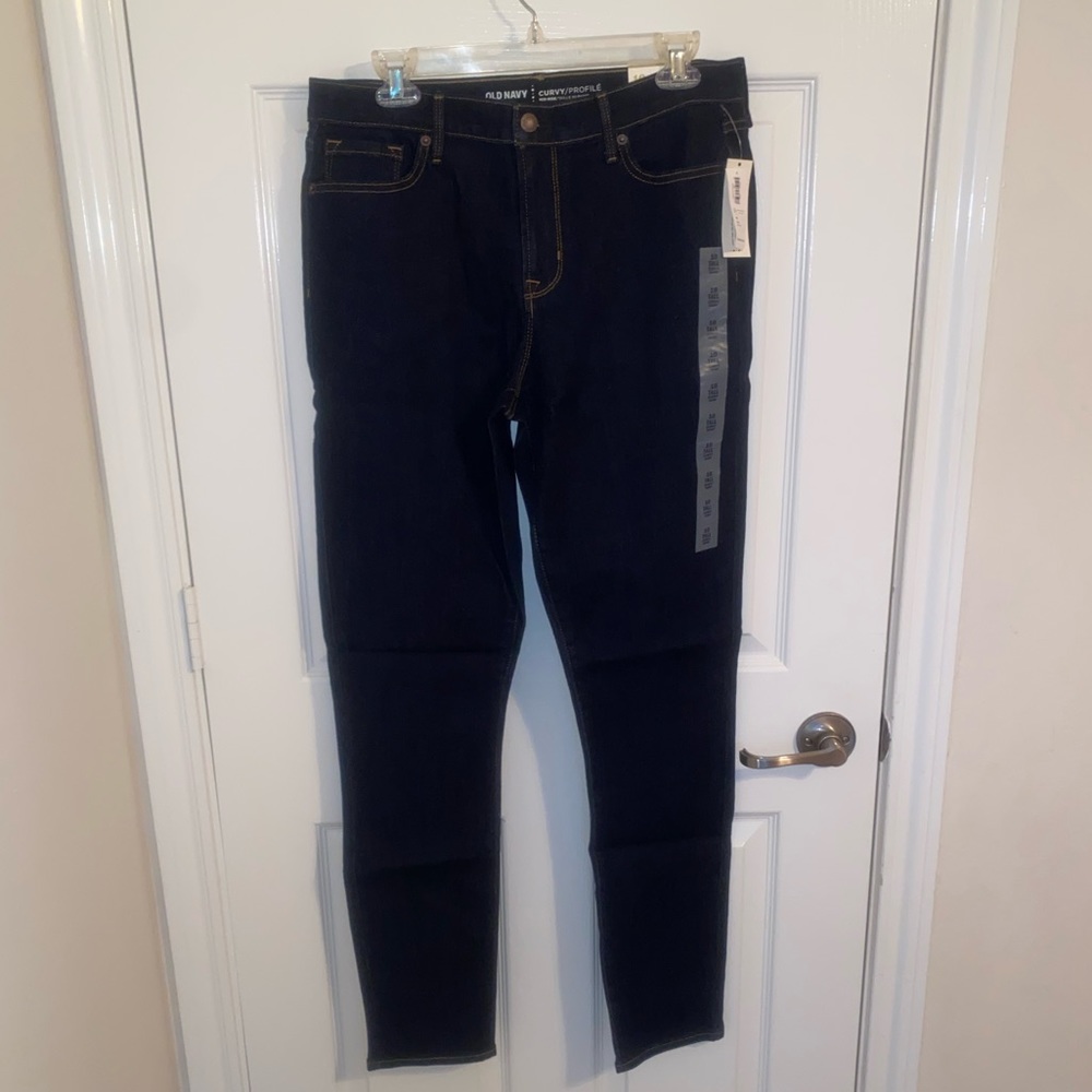 Old Navy, Curvy Mid rise Skinny Jeans, Dark wash, Size 10 Tall